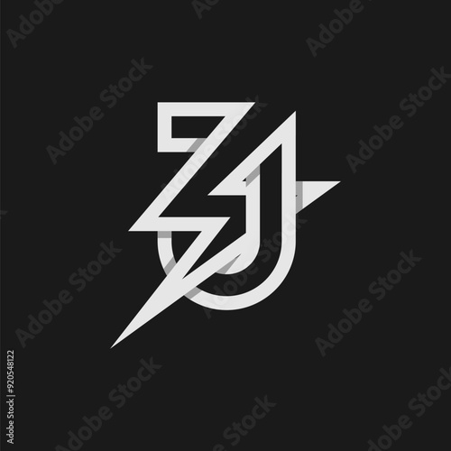 letter J electric logo, tunder bolt design logo template, vector illustration