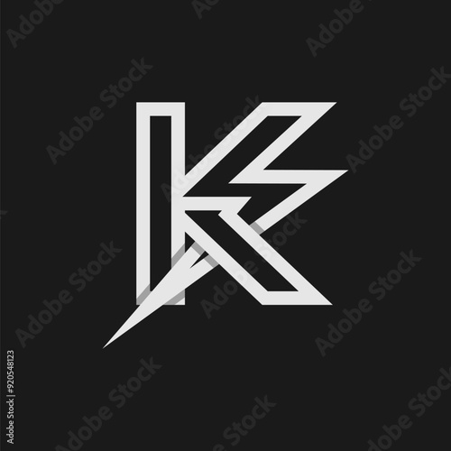 letter K electric logo, tunder bolt design logo template, vector illustration