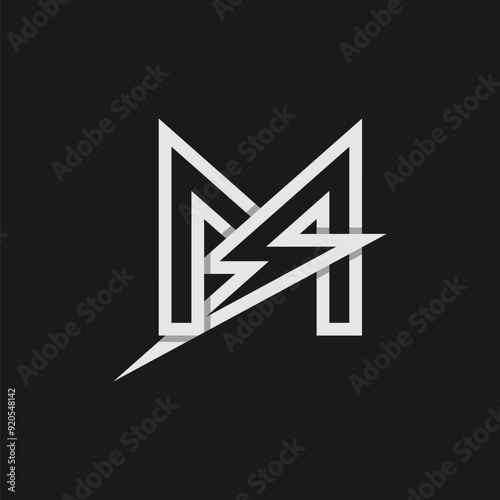 letter M electric logo, tunder bolt design logo template, vector illustration