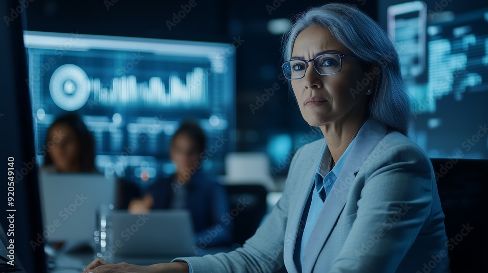 Businesswoman  focused on work  in a modern office
