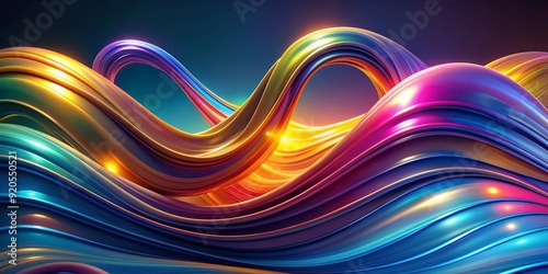 Vibrant, swirling liquid waves undulate across a mesmerizing 3D background of curvy lines, evoking a sense of dynamic energy, joy, and serenity in this stunning generative design.