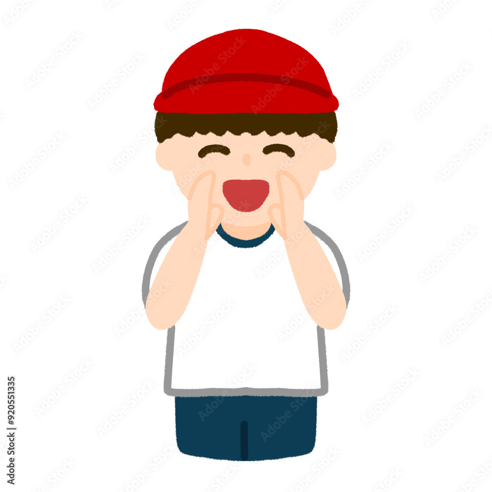 Obraz premium 赤組を応援する男の子