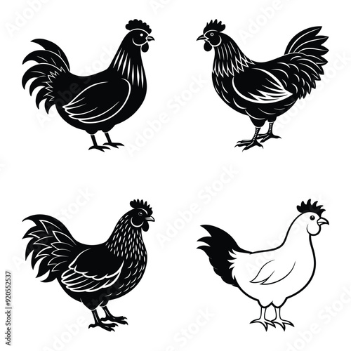 "Charming Quiet Coop Illustrations: High-Quality Silhouettes for Farm and Rural-Themed Designs"
