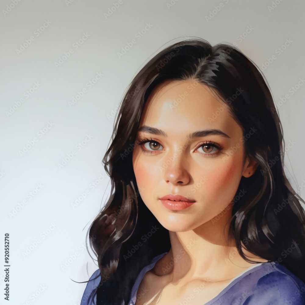 watercolor painting of beautiful woman