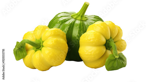 Green Pattypan squash Isolated On PNG Transparent And White Background photo