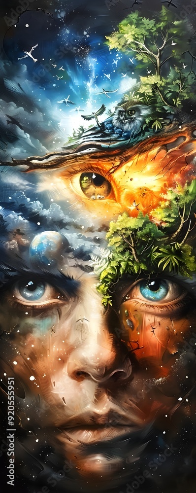 Dreamy Face with Nature Elements. Dreamy Face with Nature Elements.