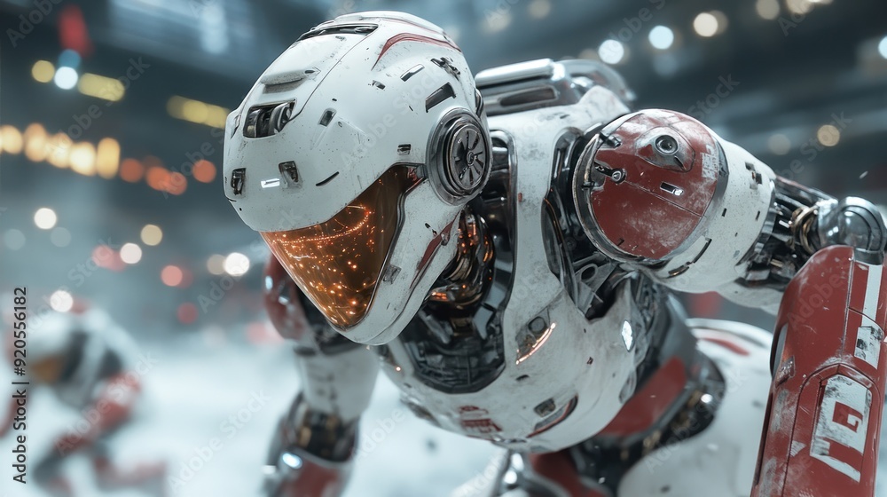 Futuristic Robot in a Battle Arena Futuristic Robot in a Battle Arena