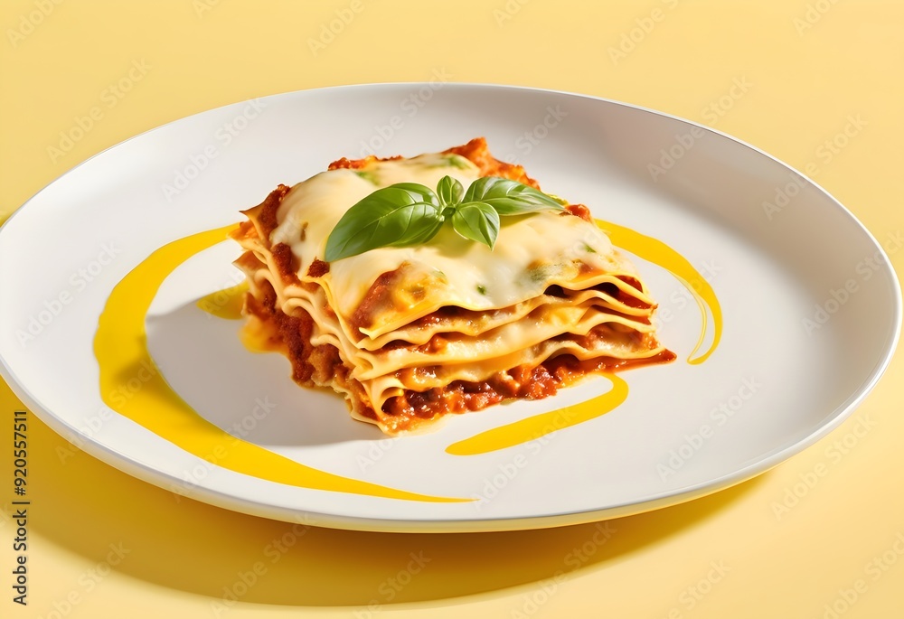 Gourmet Fine Dining Lasagna on Modern Minimalistic Background - Perfect for Restaurants, Cafes, and Social Gatherings Gourmet Fine Dining Lasagna on Modern Minimalistic Background - Perfect for Restaurants, Cafes, and Social Gatherings