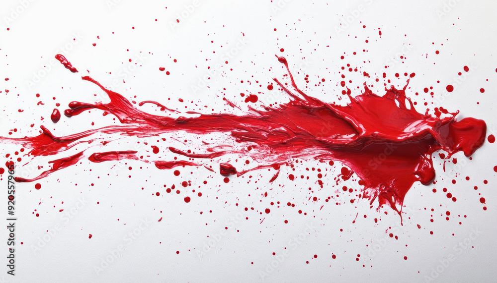 Red paint is making an abstract design on a white background Red paint is making an abstract design on a white background