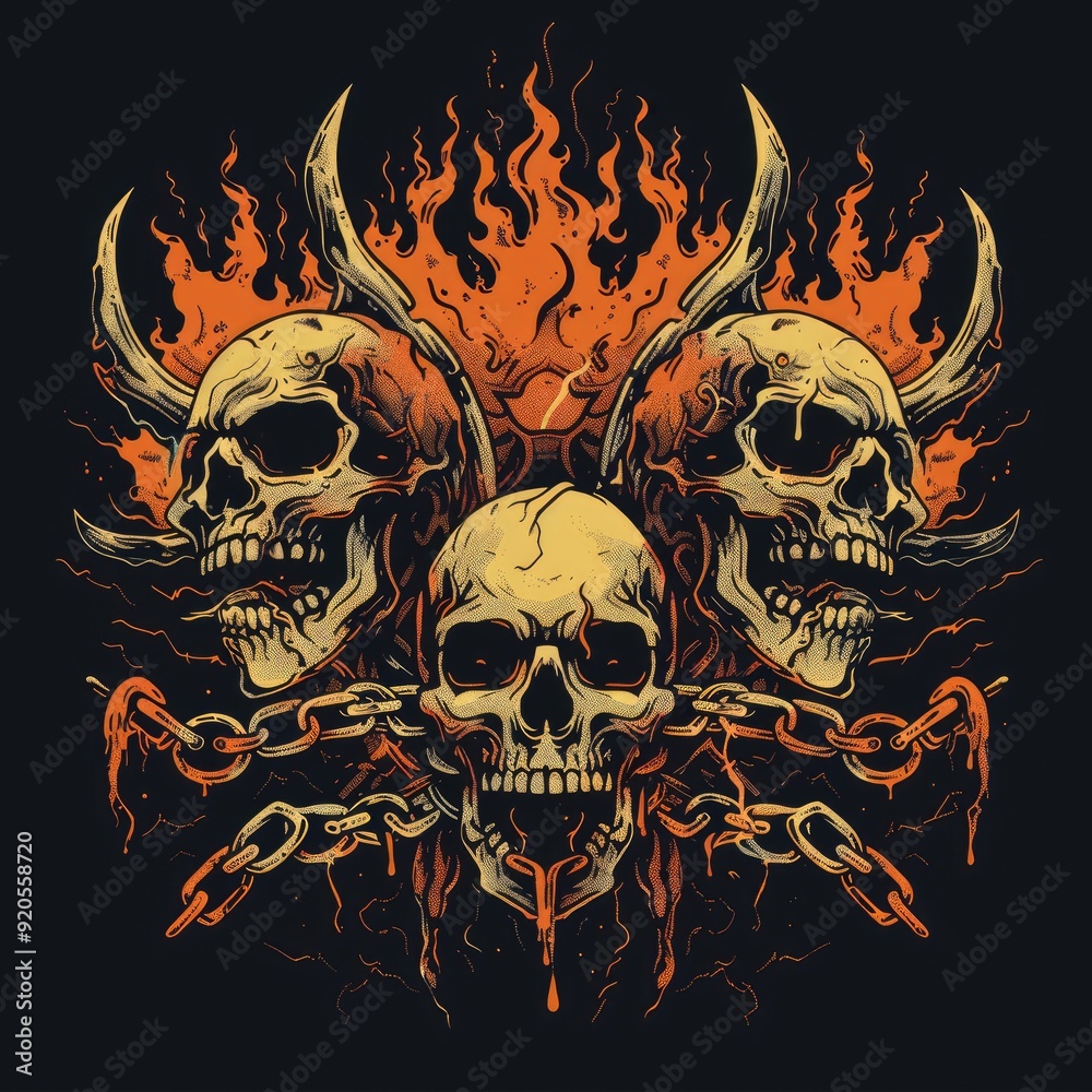 Fiery Skulls and Chains Fiery Skulls and Chains