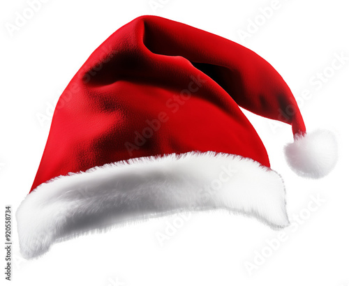 Santa Claus Hat Clipart, Classic Red and White Christmas Illustration
