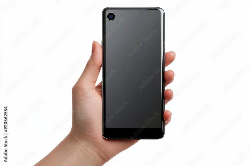 Blank Smartphone Mockup on Hand created with Generative AI Blank Smartphone Mockup on Hand created with Generative AI