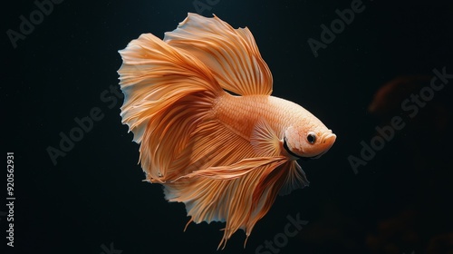 A beautiful Siamese Betta fish in motion on a black background