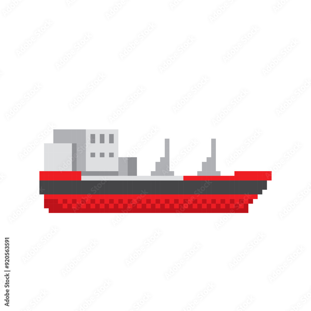 Sea oil tanker pixel art icon. Design for logo, web, mobile app ...