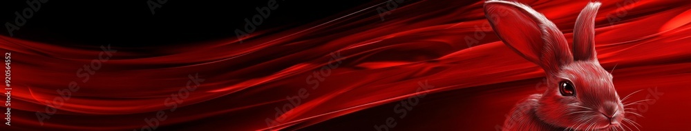 Fototapeta premium Chinese Zodiac Elegant 3D Red Art Background for the Year of the Rabbit, Symbolizing Grace and Prosperity in a Festive Setting.