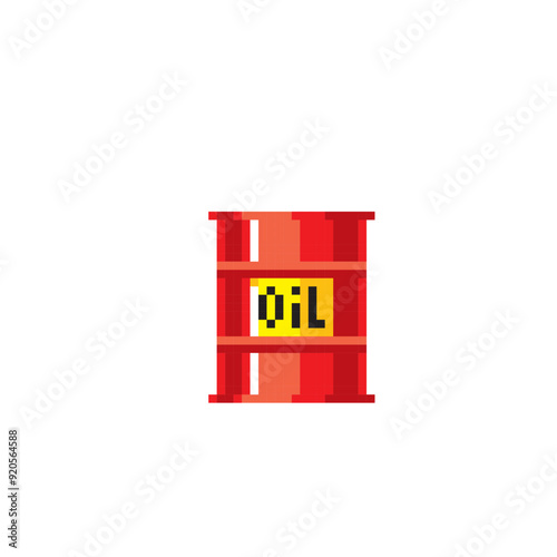 Barrel of oil pixel art icon. Design for logo, web, mobile app, sticker, badges and patches. Video game sprite. 8-bit. Isolated vector illustration.