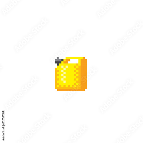 Fuel canister pixel art icon.  Design for logo, web, mobile app, sticker, badges and patches. Video game sprite. 8-bit. Isolated vector illustration.