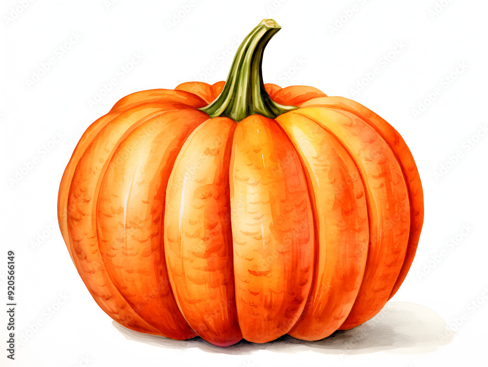 Obraz premium Illustration of ripe orange pumpkin on white background 