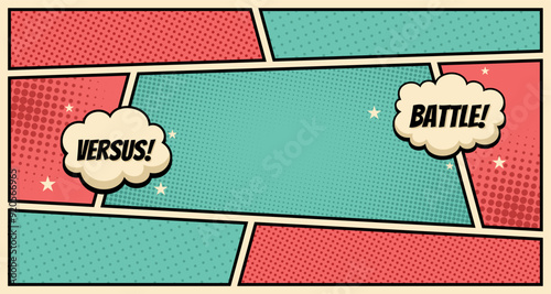 Versus pop art background template for cartoon comic book page or poster.