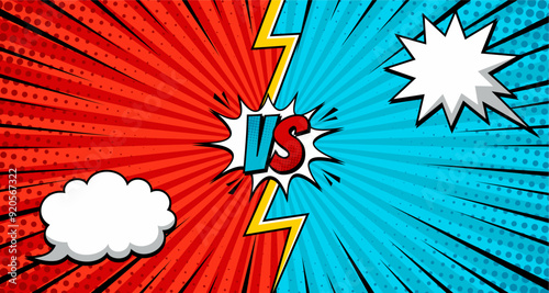 Versus pop art background template for cartoon comic book page or poster.
