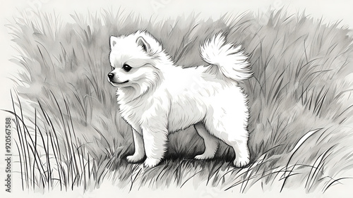 white puppy dog in the grass