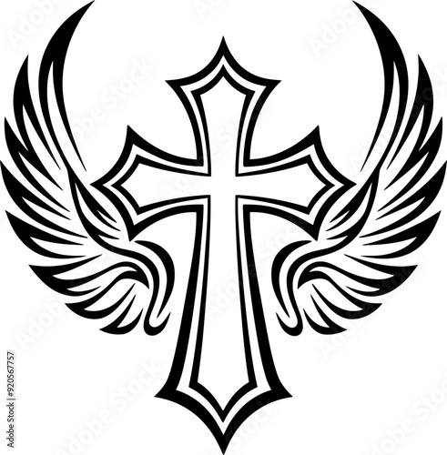 cross with wings tattoo design