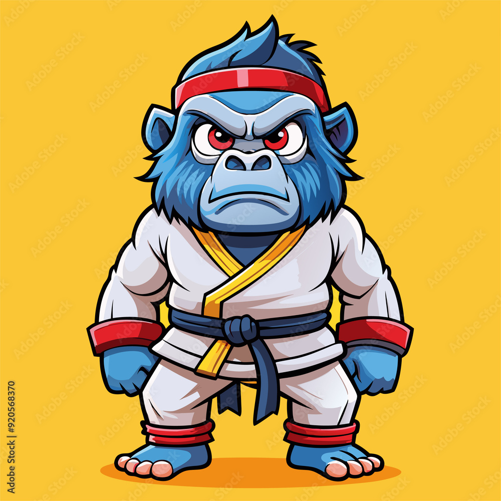 gorilla monkey cartoon karate character mascot in kimono gorilla monkey cartoon karate character mascot in kimono