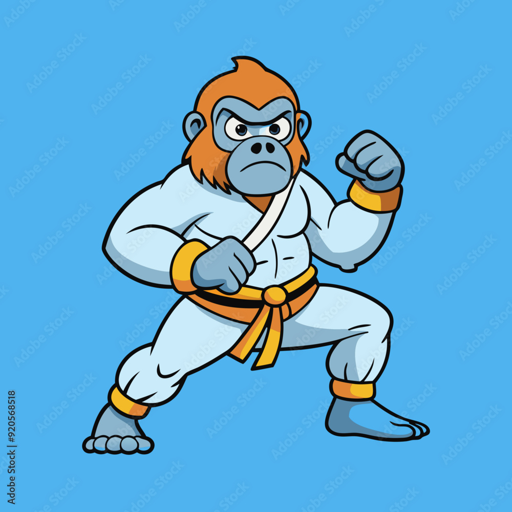 Naklejka premium karate gorilla in kimono