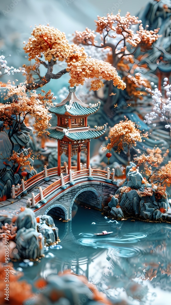 Obraz premium sculptures garden art architecture illustration poster background decorative painting