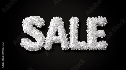 The word SALE is creatively designed using white circular elements on a dark background, offering a modern and stylish representation for promotions Concept: sale signage, modern design, promotional m