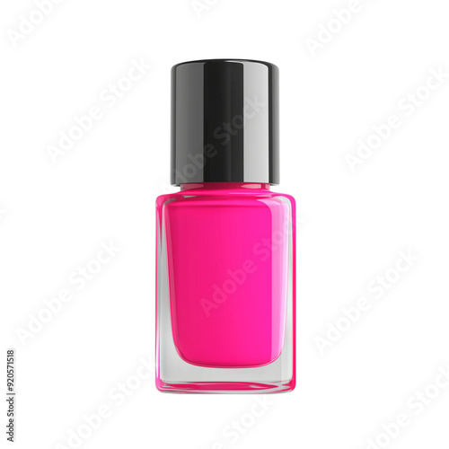 a bottle of pink nail polish, isolated on a clean white background