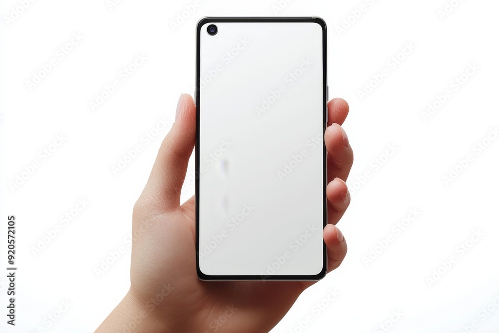 Blank Smartphone Mockup on Hand created with Generative AI Blank Smartphone Mockup on Hand created with Generative AI
