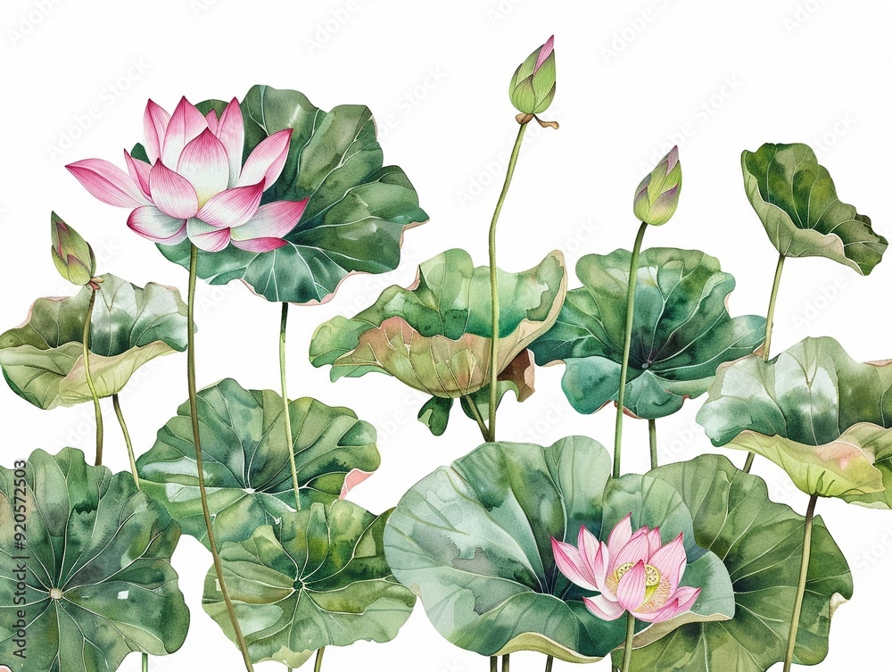 lotus clipart with serene pink blooms and green lily pads,Clipart, watercolor illustration, Perfect for nursery art The style is handdrawn, white background lotus clipart with serene pink blooms and green lily pads,Clipart, watercolor illustration, Perfect for nursery art The style is handdrawn, white background