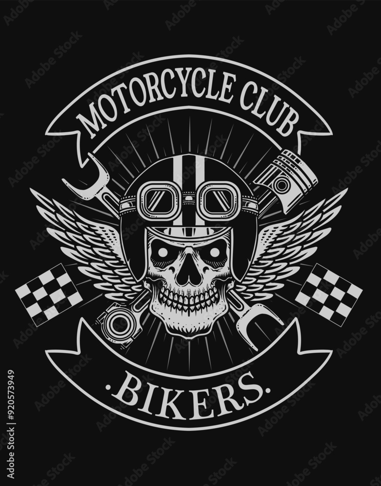 illustration of a skull head logo emblem for a motorcycle club illustration of a skull head logo emblem for a motorcycle club