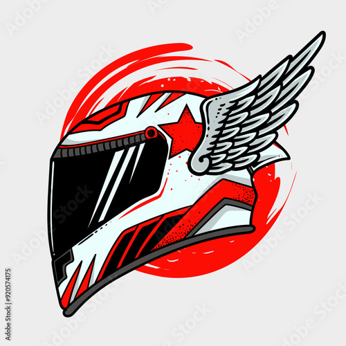 Illustration of sport motorcycle helmet with visor on white background
