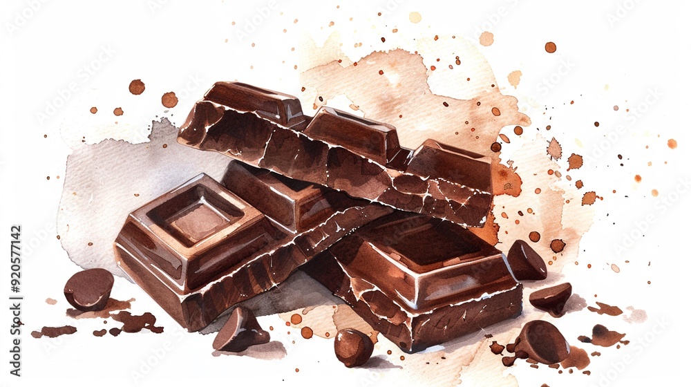 Chocolate in space themes,Clipart, watercolor illustration, Perfect for nursery art The style is handdrawn, white background Chocolate in space themes,Clipart, watercolor illustration, Perfect for nursery art The style is handdrawn, white background