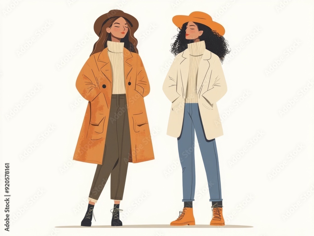 Fashionable and Trendy Flat Design Showcasing Seasonal Outfit and Style Ideas for Modern Fashion and Apparel Fashionable and Trendy Flat Design Showcasing Seasonal Outfit and Style Ideas for Modern Fashion and Apparel
