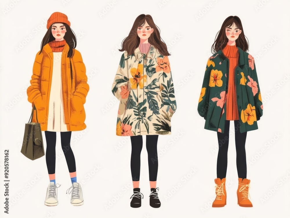 Stylish and Seasonal Fashion Trend in Flat Design This image showcases a collection of contemporary and versatile fashion items accessories