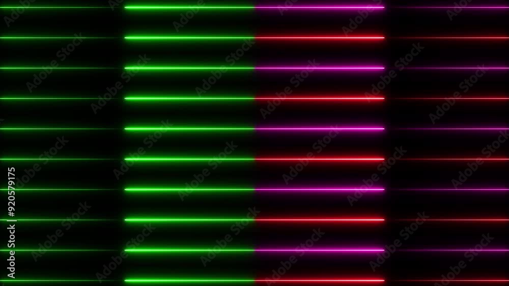Straight neon lazer line color blue black background