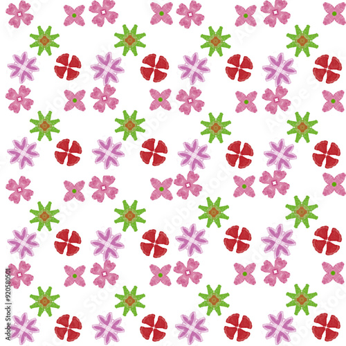 seamless pattern with pink flowers