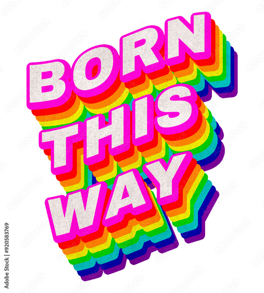 Rainbow word BORN THIS WAY typography design element Rainbow word BORN THIS WAY typography design element