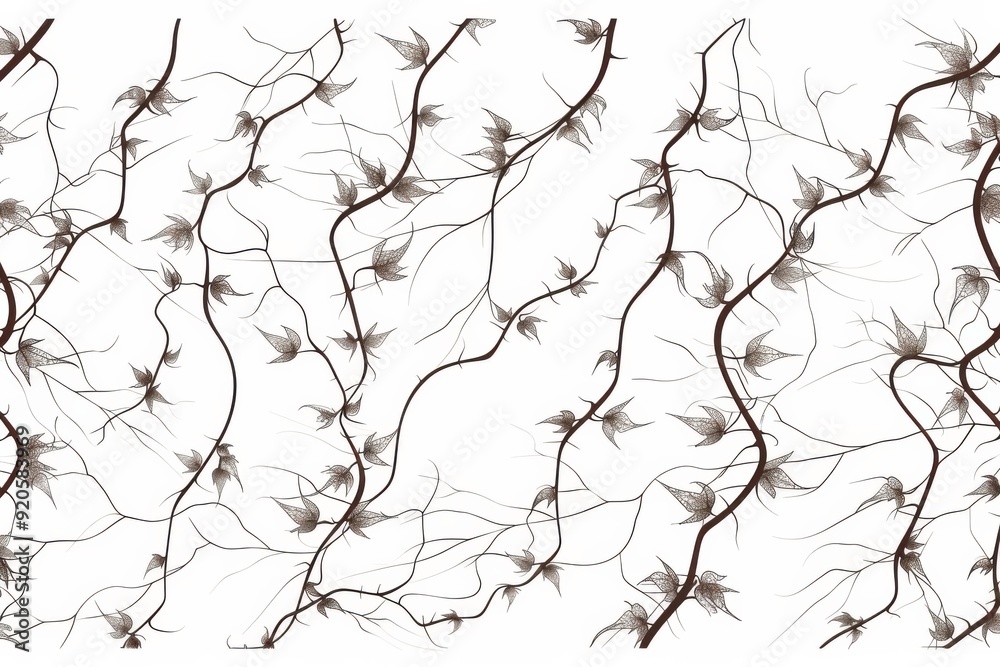 Fototapeta premium Serene silhouette of climbing vines in a tranquil garden setting