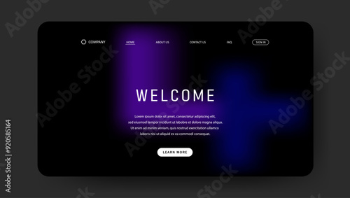 Abstract wave futuristic design of landing page. retro gradient mesh website design