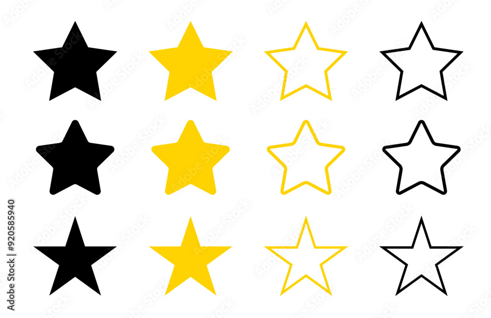 Star vector isolated icon. Stars vector icons. Stars collection. Golden Stars isolated on white background. Vector Star Star vector isolated icon. Stars vector icons. Stars collection. Golden Stars isolated on white background. Vector Star