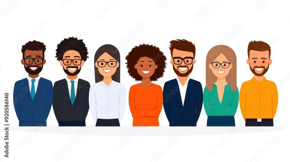 Diverse group of professionals smiling together, showcasing teamwork and collaboration in a modern office environment. Diverse group of professionals smiling together, showcasing teamwork and collaboration in a modern office environment.
