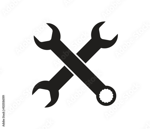 Wrench spanner tool and combination spanner open box flat vector icon for apps and websites