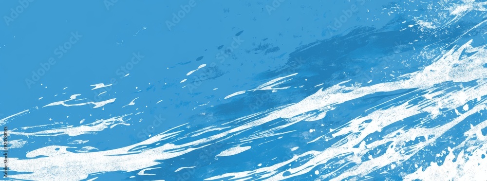 A background featuring blue sea waves and white foam, illustrated in a playful, cartoon flat design..