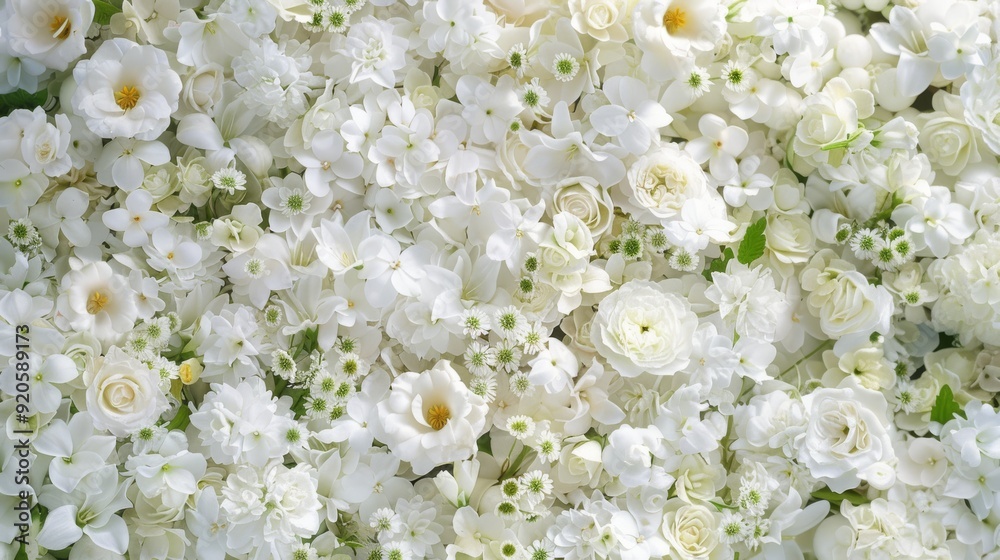 A beautiful display of vibrant white flowers, perfect for weddings, events, and enhancing any atmosphere A beautiful display of vibrant white flowers, perfect for weddings, events, and enhancing any atmosphere