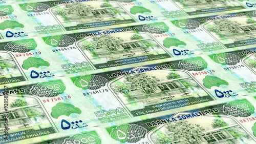 Somaliland Somaliland Shilling 5000 Banknotes Money Printing House, Printing Five Thousand Somaliland Shilling, Printing Press Machine Print out Somaliland Sh, Being printed by currency press machine