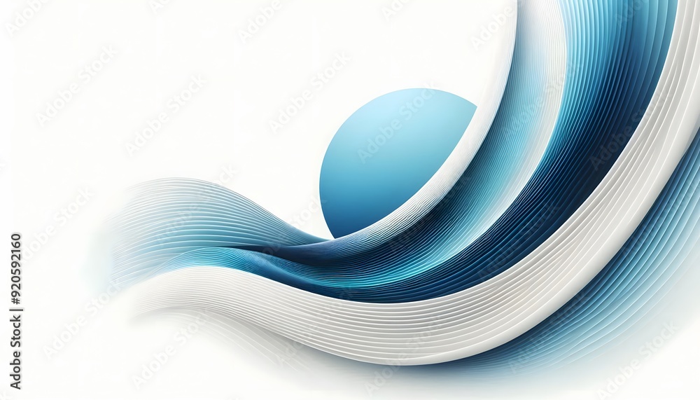Obraz premium Abstract blue and white wave patterns flowing through a soft landscape background with gentle light